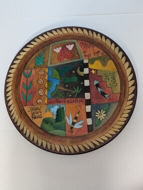 Sticks Handmade Folk Art Lazy Susan Painted Wood Turntable Go Places